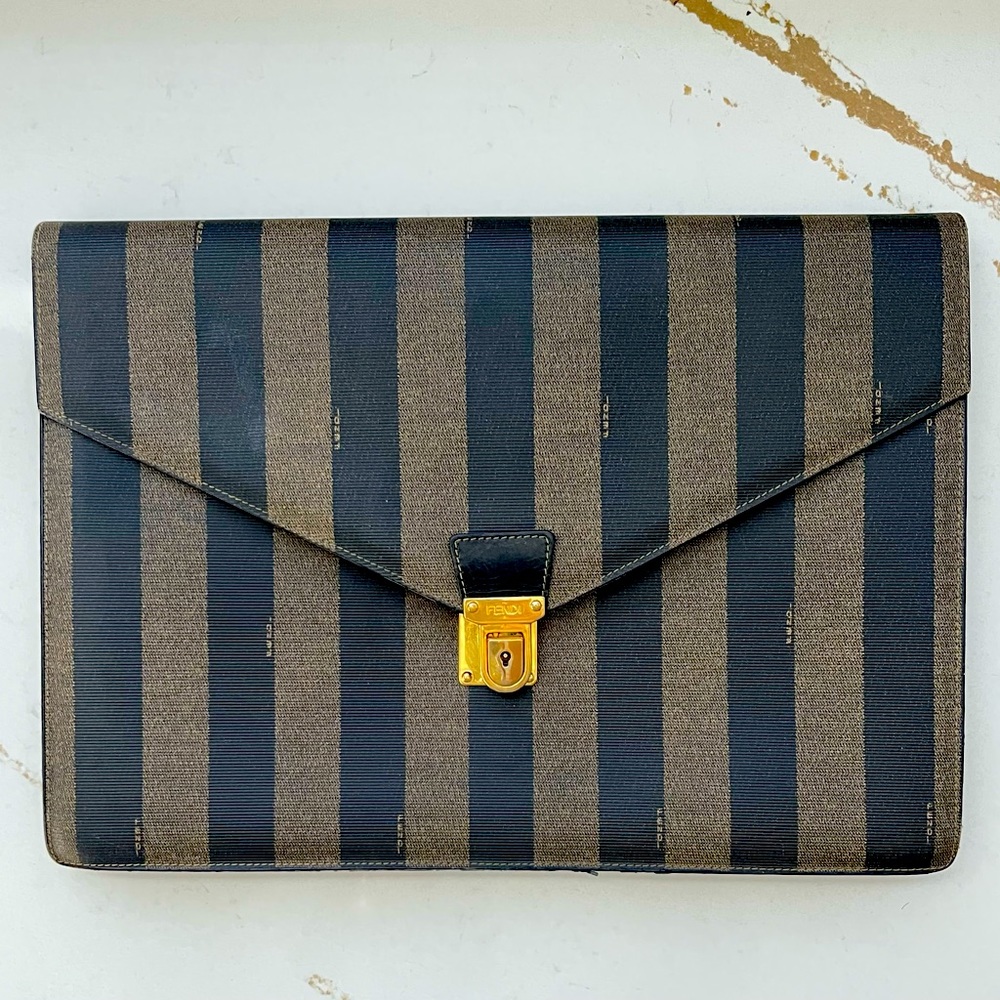 Authentic FENDI Document Envelope Pequin Canvas